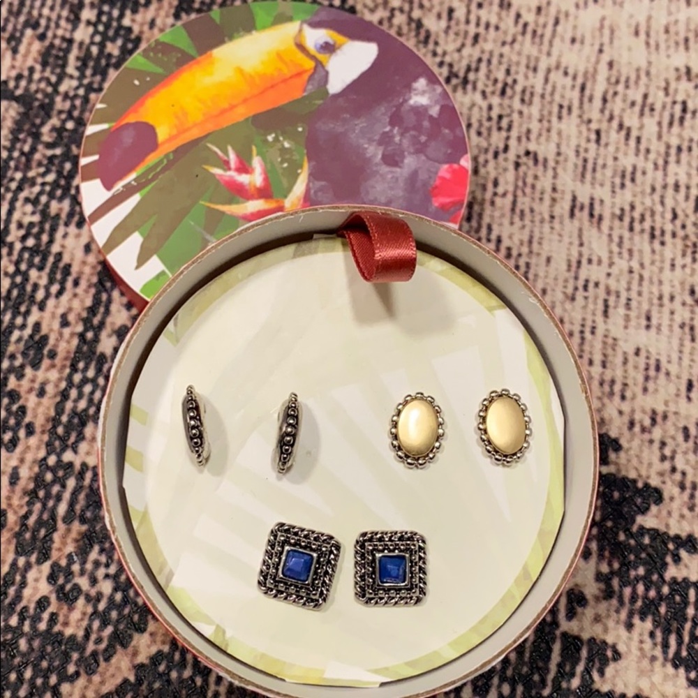 NWT! Chico’s 3-Pack Earring Silver and Gold Studs